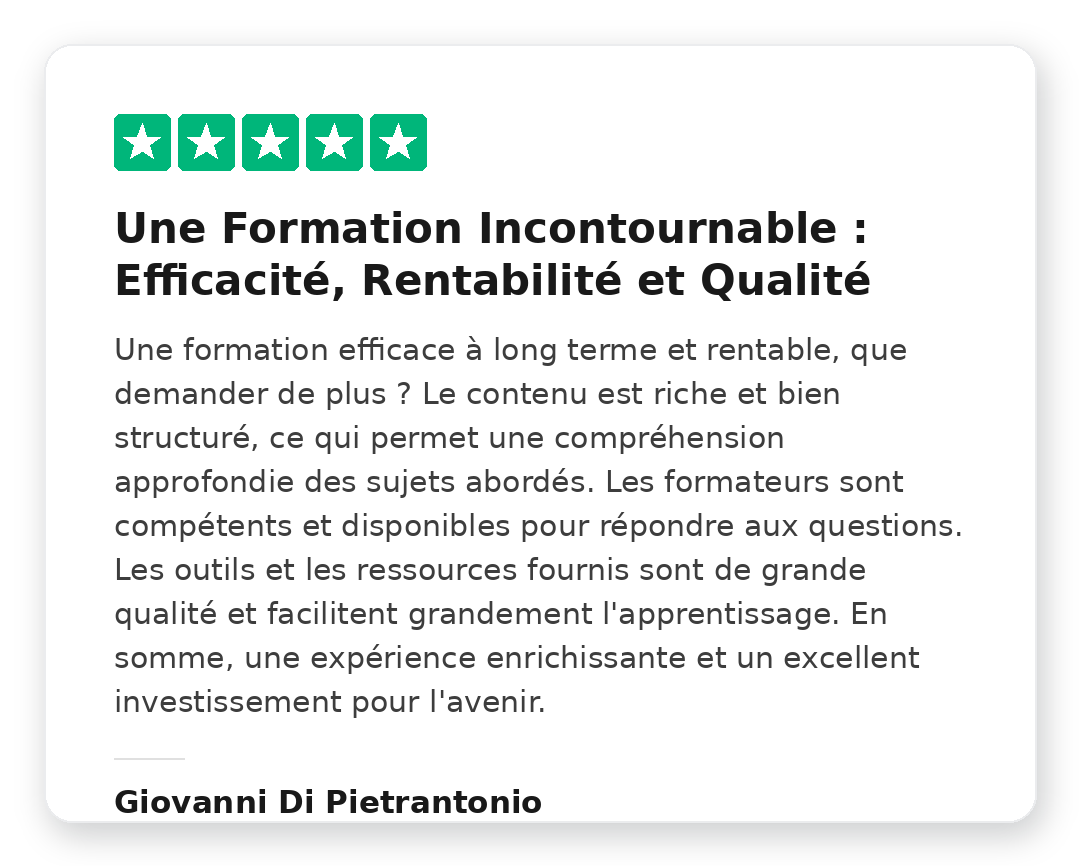 Avis Trustpilot 5 étoiles de Giovanni Di Pietrantonio sur la Méthode Kraken