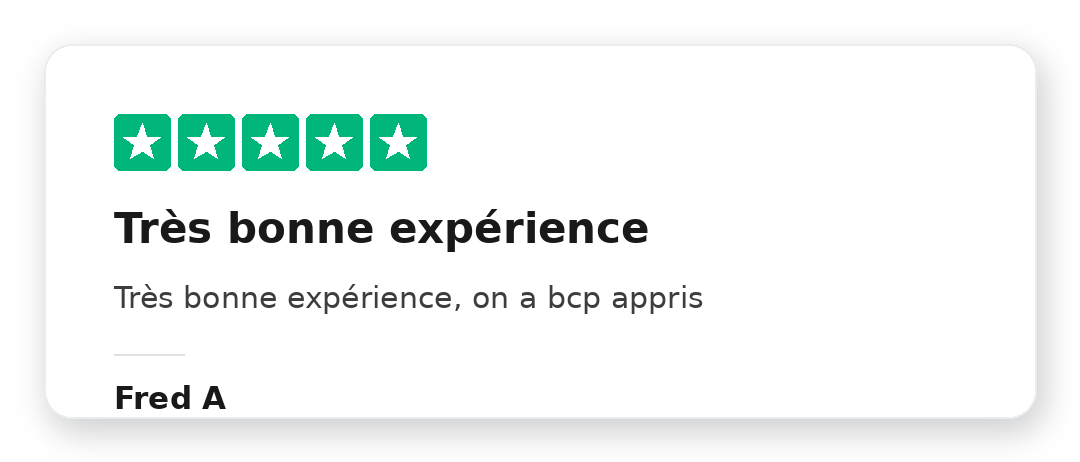 Avis Trustpilot 5 étoiles de Fred A sur la Méthode Kraken