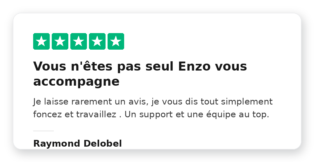 Avis Trustpilot 5 étoiles de Raymond Delobel sur la Méthode Kraken