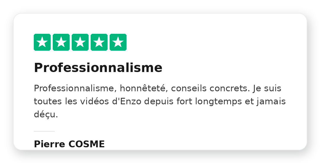 Avis Trustpilot 5 étoiles de Pierre COSME sur la Méthode Kraken