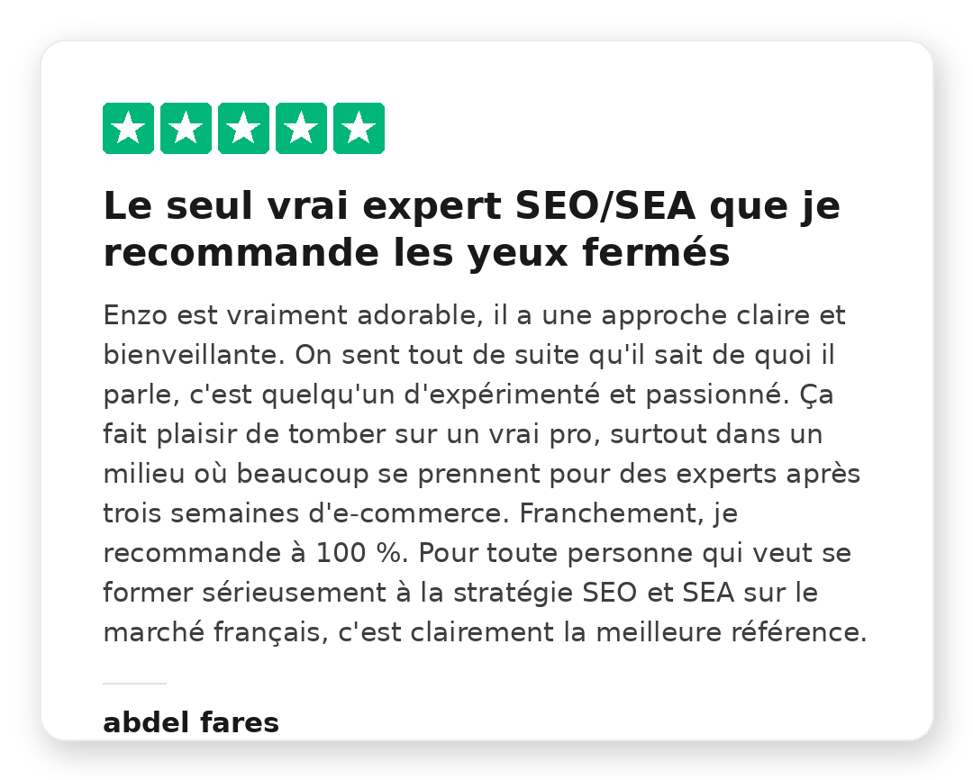 Avis Trustpilot 5 étoiles de abdel fares sur la Méthode Kraken