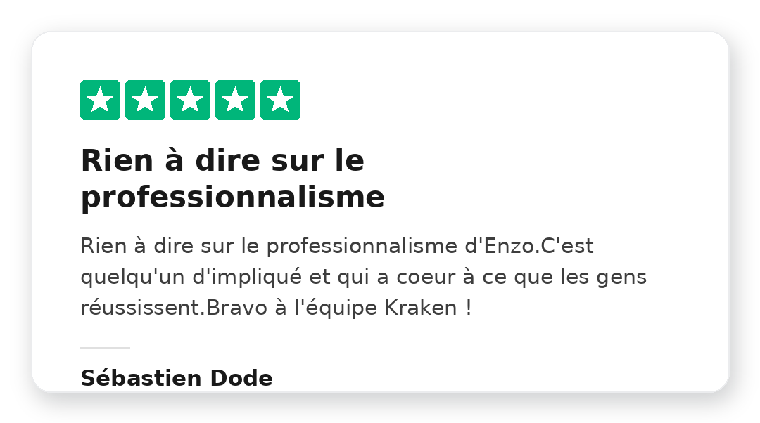 Avis Trustpilot 5 étoiles de Jenn sur la Méthode Kraken