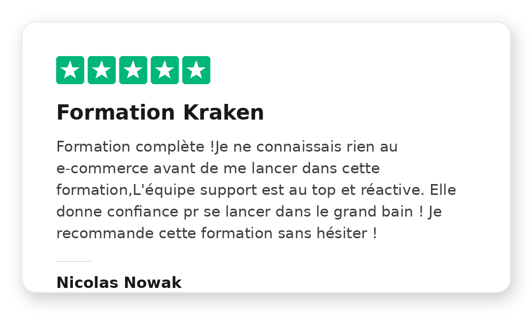Avis Trustpilot 5 étoiles de Sebastien Dode sur la Méthode Kraken