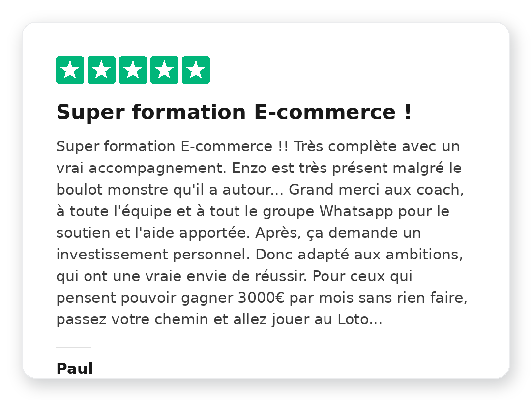 Avis Trustpilot 5 étoiles de Nicolas Nowak sur la Méthode Kraken