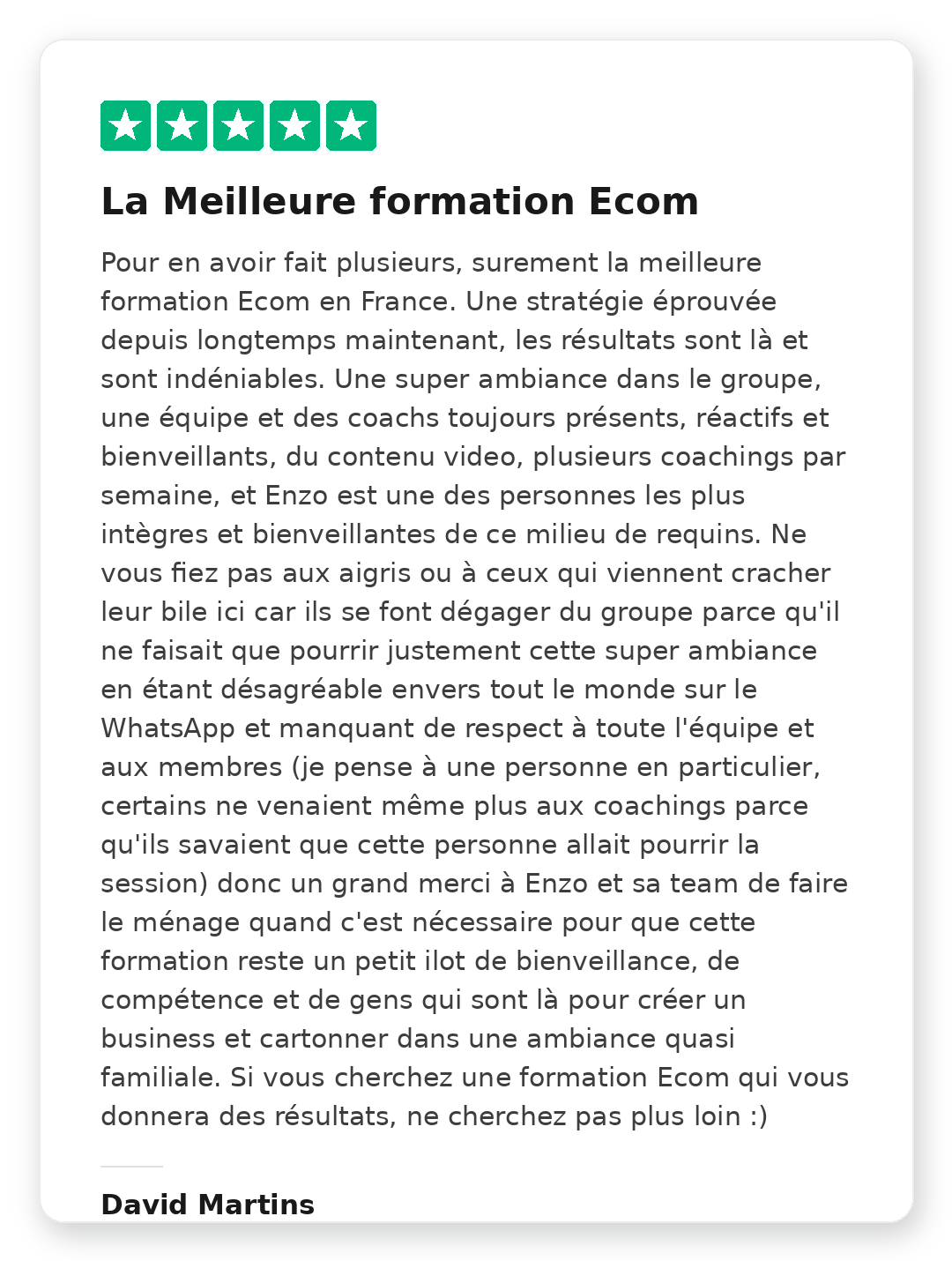 Avis Trustpilot 5 étoiles de Paul sur la Méthode Kraken