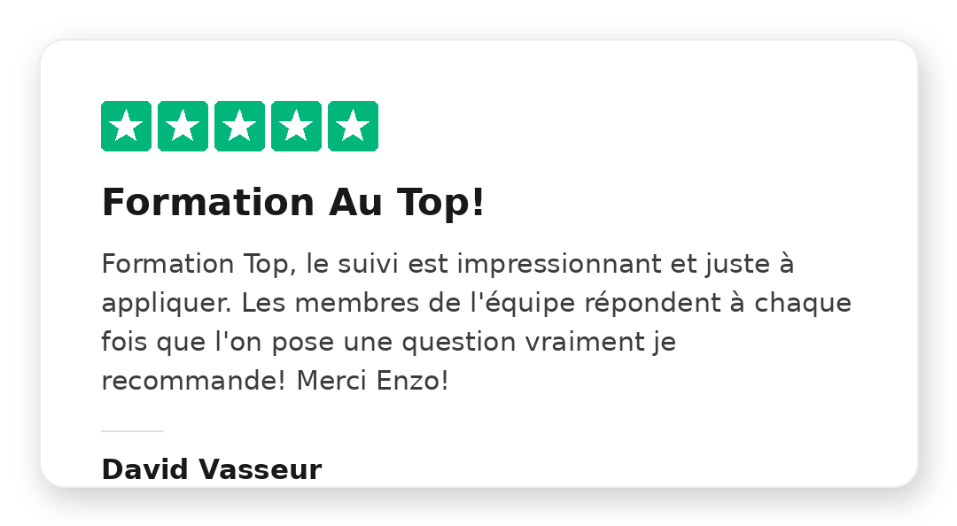Avis Trustpilot 5 étoiles de Cabrit Nolan sur la Méthode Kraken