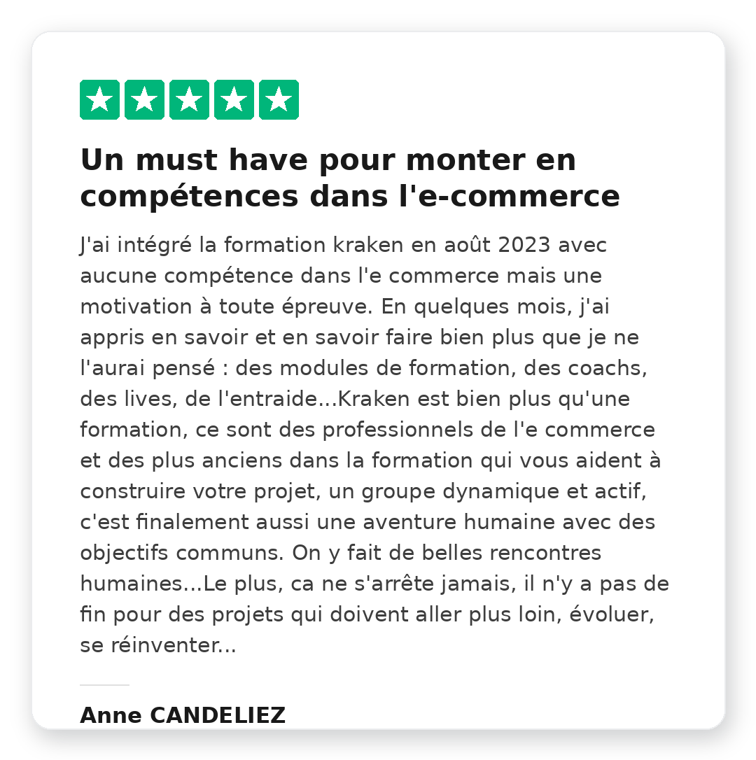Avis Trustpilot 5 étoiles de Bastien Bas sur la Méthode Kraken