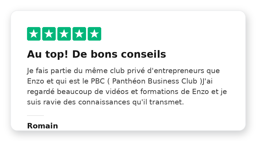 Avis Trustpilot 5 étoiles de Guillaume sur la Méthode Kraken