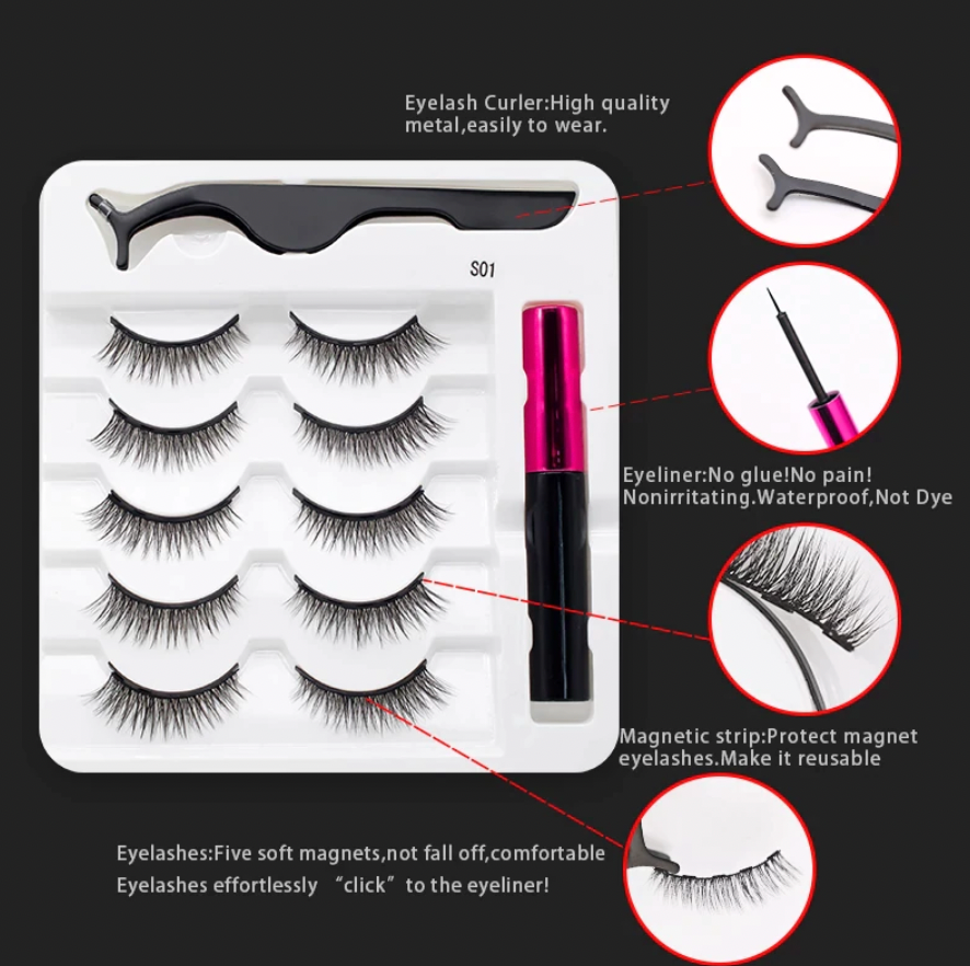 Kit de faux cils magnétiques avec eyeliner